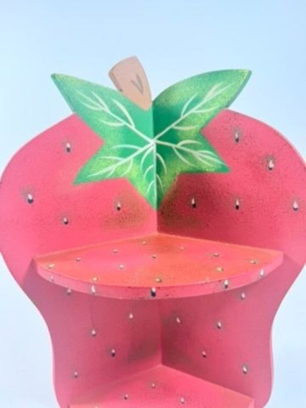 Wall Corner Shelf 90s Strawberry Vintage Wood Hanging Red Hand Painted Farmhouse - Picture 4 of 16